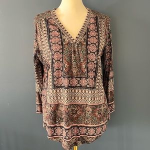 Lucky Brand Bohemian Print Tunic in Black and Brown